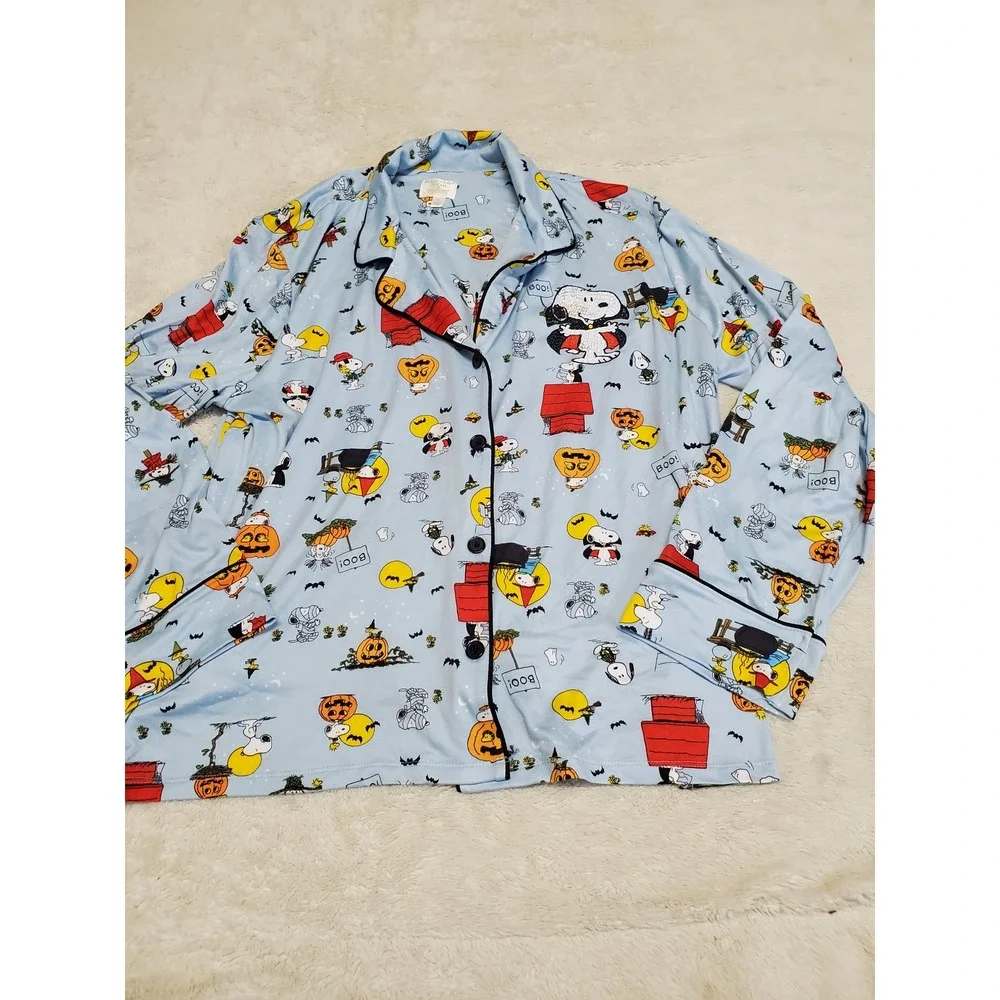 Beauty Sleep Social x Peanuts Snoopy Pumpkin Halloween Pajama Top‎ Pants Set XL